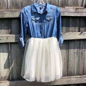 Blue Denim and White Tulle Dress